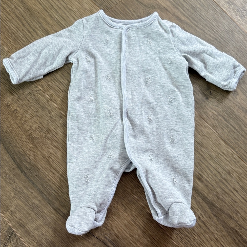 Ralph Lauren gray logo onesie newborn size